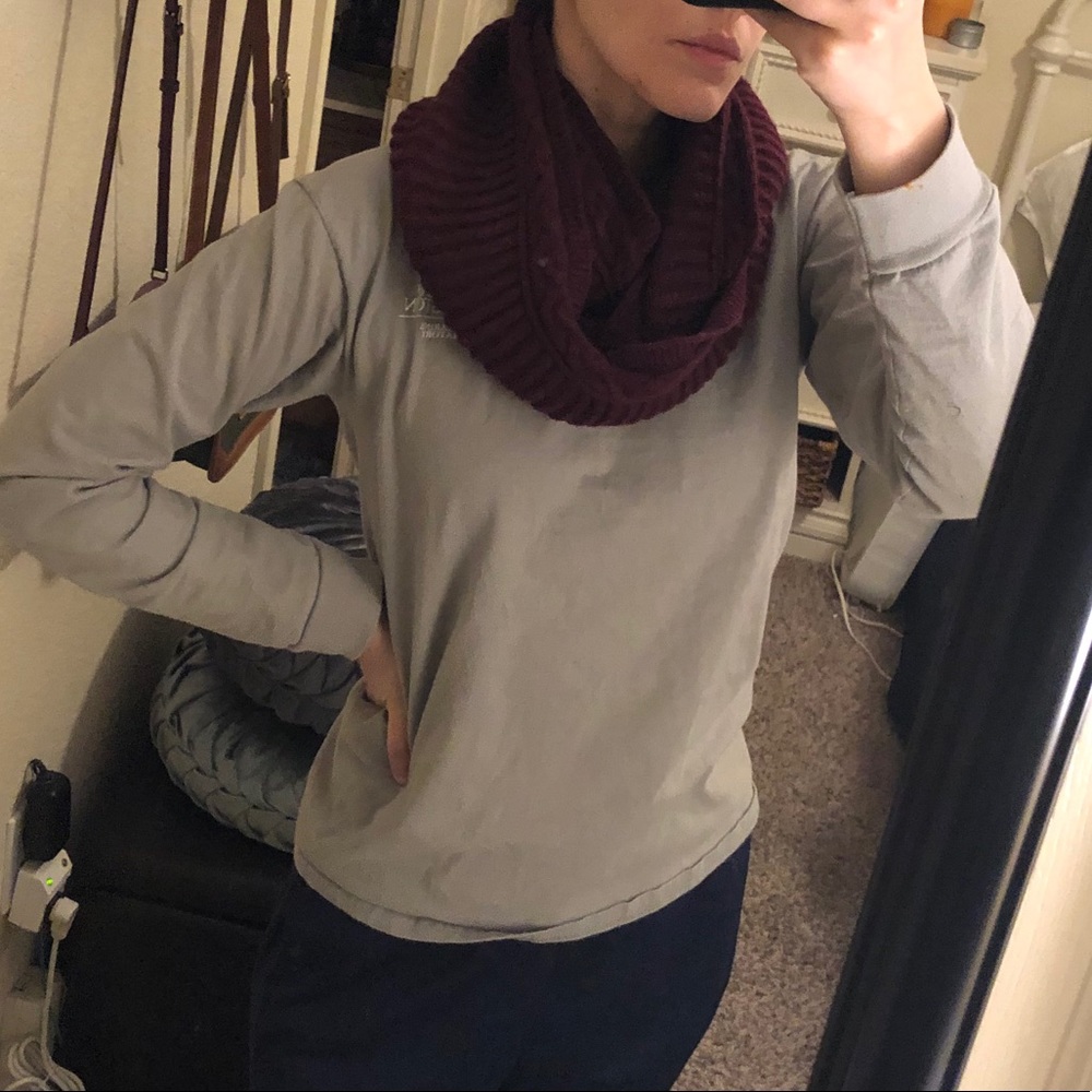 REI burgundy infinity scarf
